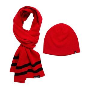 Hurley Mens Winter Classic Beanie and Scarf Set Red - NWT